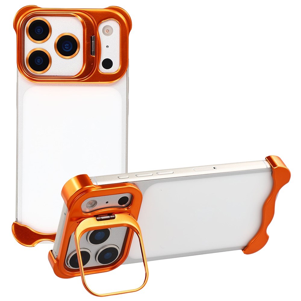 iPhone 17 Pro Tvådelat Metall Bumper Skal m. Stödfunktion & Linsskydd - Orange