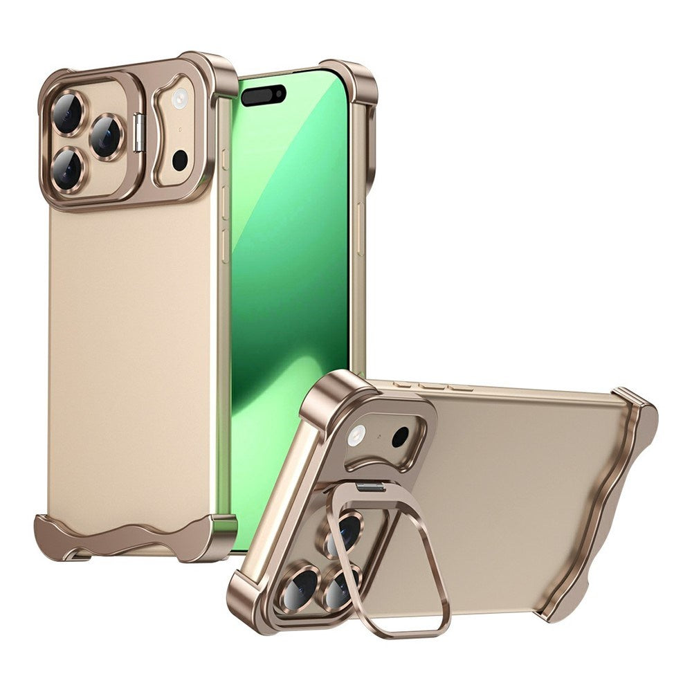 iPhone 17 Pro Tvådelat Metall Bumper Skal m. Stödfunktion & Linsskydd - Guld