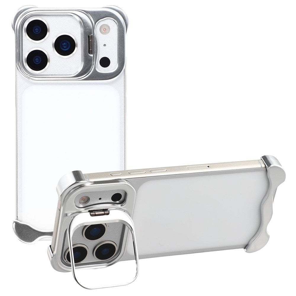 iPhone 17 Pro Tvådelat Metall Bumper Skal m. Stödfunktion & Linsskydd - Silver