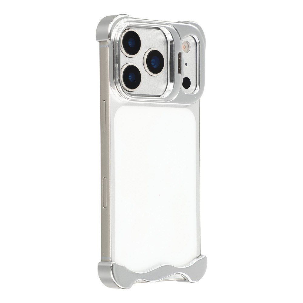 iPhone 17 Pro Tvådelat Metall Bumper Skal m. Stödfunktion & Linsskydd - Silver