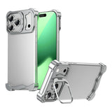 iPhone 17 Pro Tvådelat Metall Bumper Skal m. Stödfunktion & Linsskydd - Silver