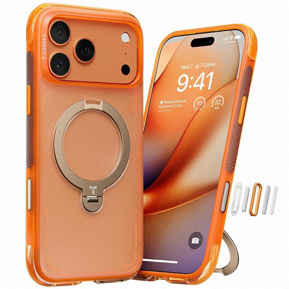 iPhone 17 Pro TORRAS Ostand Q3 Air Skal m. Kickstand - MagSafe Kompatibel - Orange
