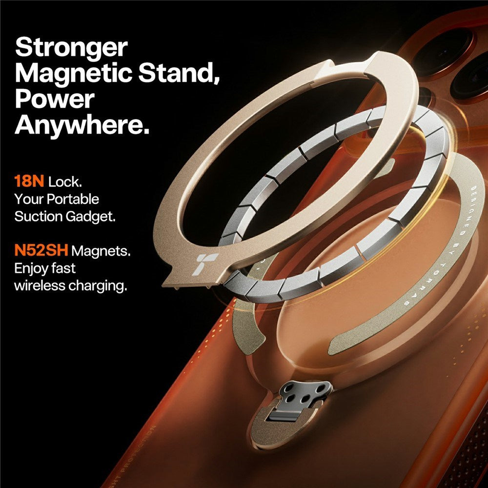 iPhone 17 Pro TORRAS Ostand Q3 Air Skal m. Kickstand - MagSafe Kompatibel - Orange