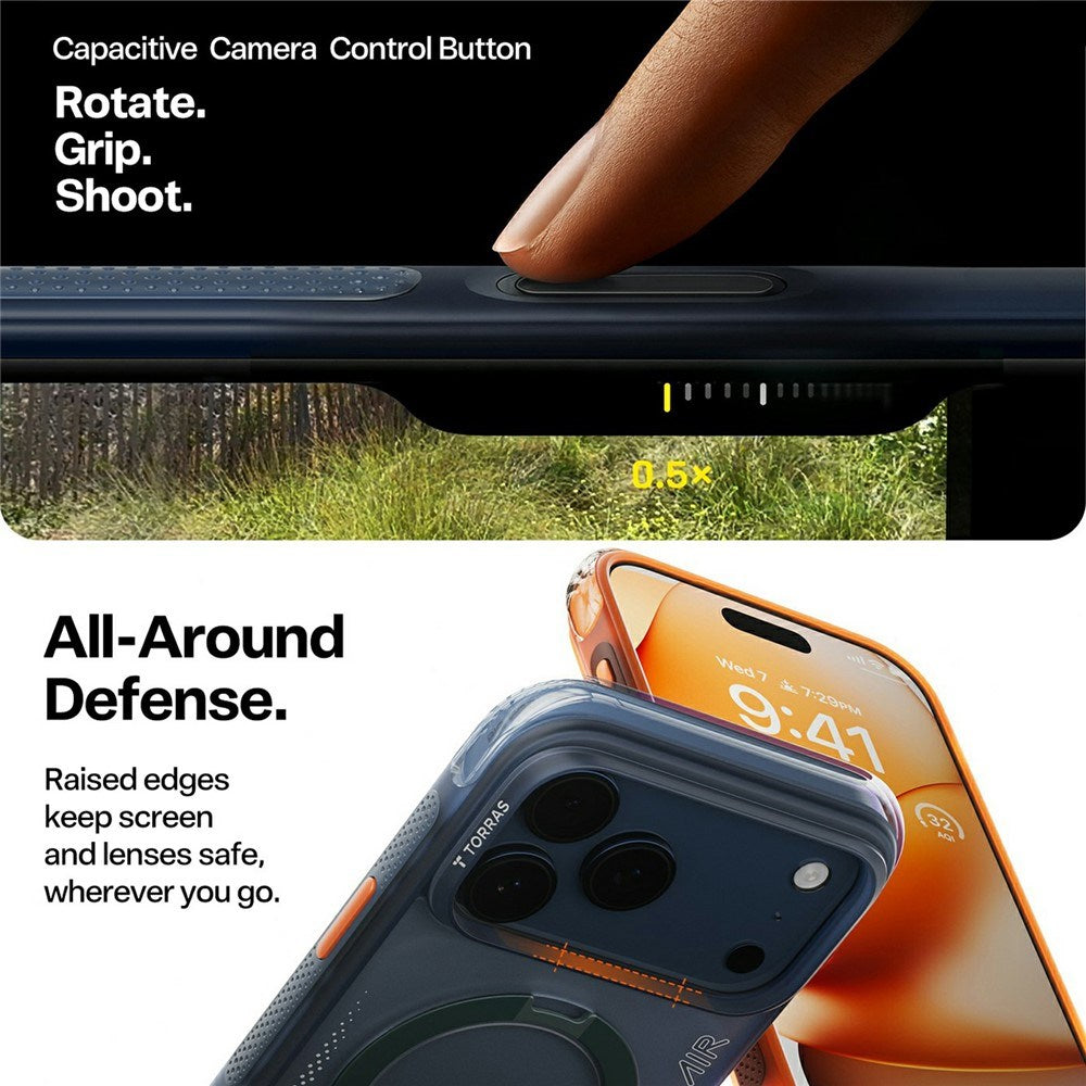 iPhone 17 Pro TORRAS Ostand Q3 Air Skal m. Kickstand - MagSafe Kompatibel - Orange