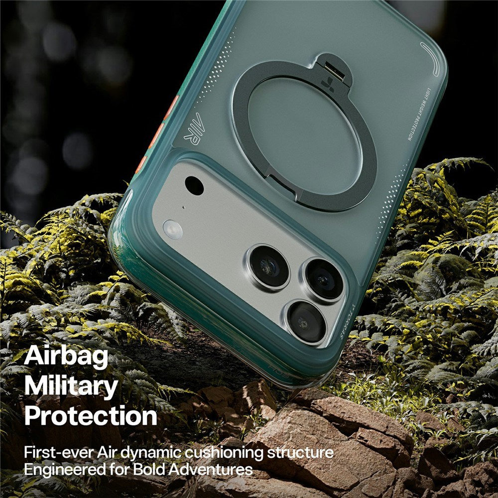 iPhone 17 Pro TORRAS Ostand Q3 Air Skal m. Kickstand - MagSafe Kompatibel - Grön