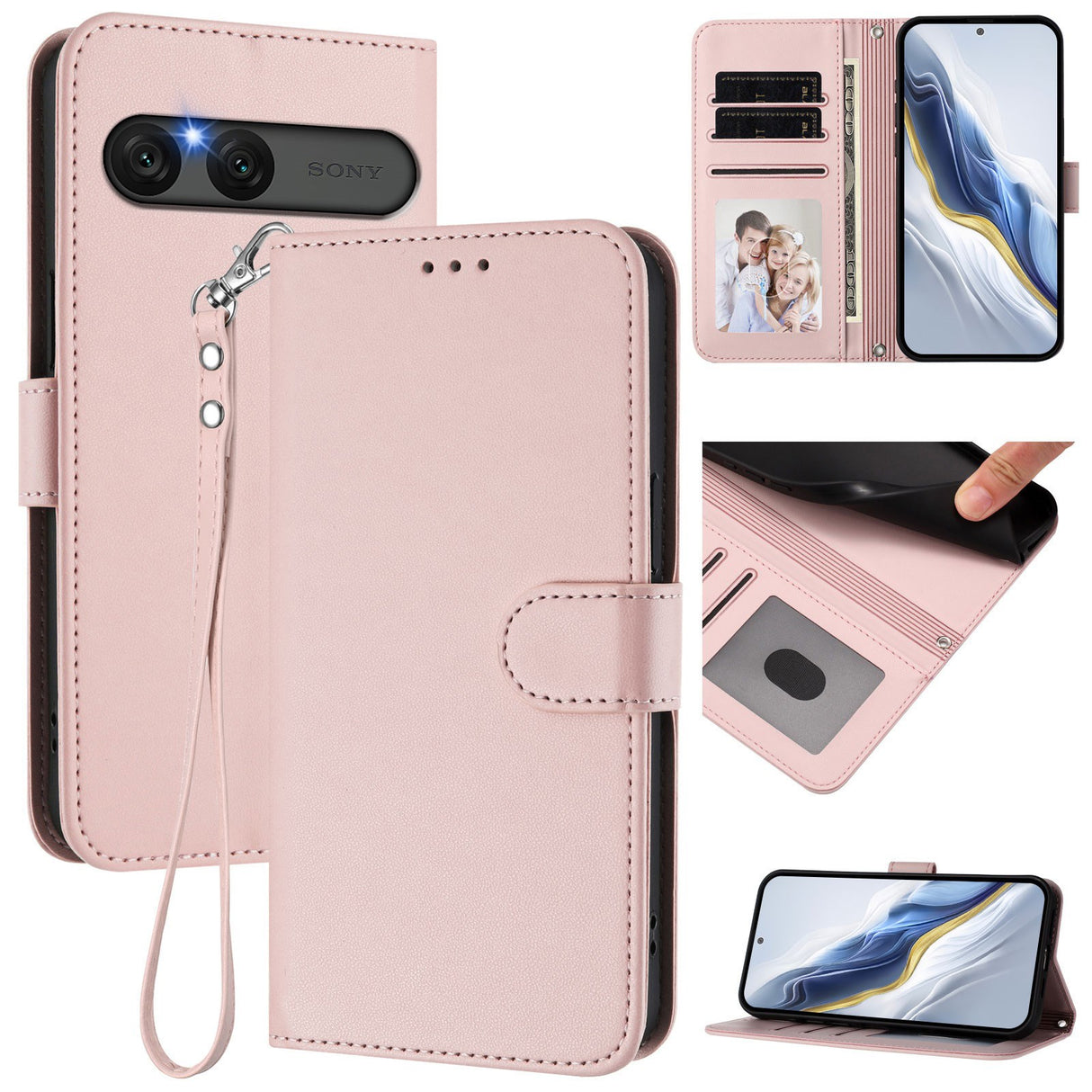 EIDERWOOD Sony Xperia 10 VII Konstläder Fodral m. Korthållare & Rem - Rosa