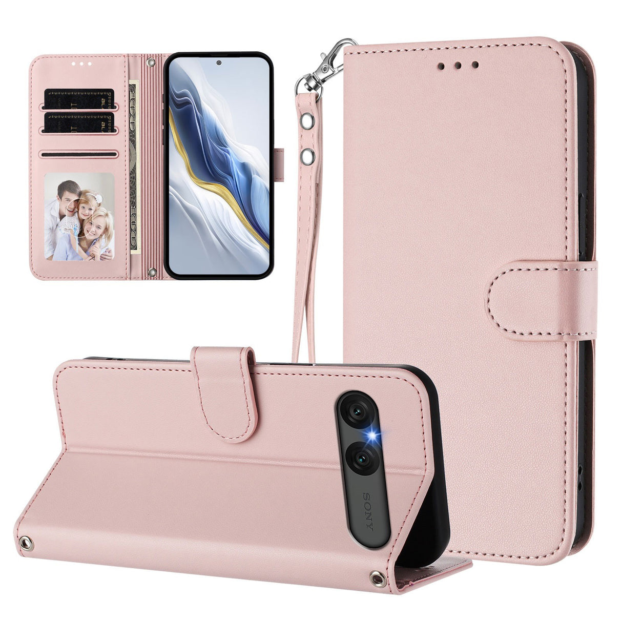 EIDERWOOD Sony Xperia 10 VII Konstläder Fodral m. Korthållare & Rem - Rosa
