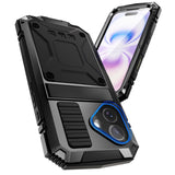 iPhone 17 R-JUST Hybrid Robust Skal m. Inbyggt Skärmskydd & Kickstand - Svart