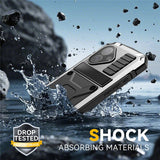iPhone 17 R-JUST Hybrid Robust Skal m. Inbyggt Skärmskydd & Kickstand - Silver