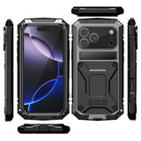 iPhone 18 Pro / 17 Pro R-JUST Hybrid Robust Skal m. Inbyggt Skärmskydd & Kickstand - Svart
