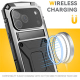iPhone 18 Pro / 17 Pro R-JUST Hybrid Robust Skal m. Inbyggt Skärmskydd & Kickstand - Silver