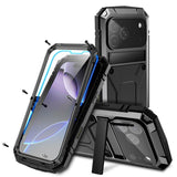 iPhone 18 Pro Max / 17 Pro Max R-JUST Hybrid Robust Skal m. Inbyggt Skärmskydd & Kickstand - Svart
