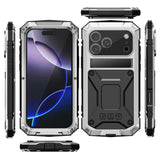 iPhone 18 Pro Max / 17 Pro Max R-JUST Hybrid Robust Skal m. Inbyggt Skärmskydd & Kickstand - Silver