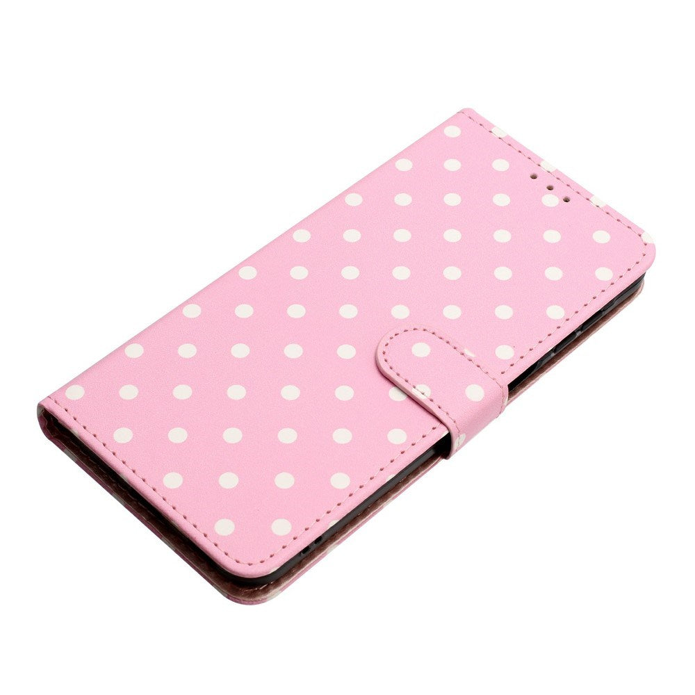EIDERWOOD iPhone 17 Konstläder Flip Skal m. Polka Design - Rosa
