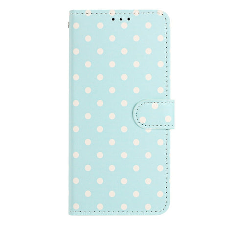 EIDERWOOD iPhone 17 Konstläder Flip Skal m. Polka Design - Blå