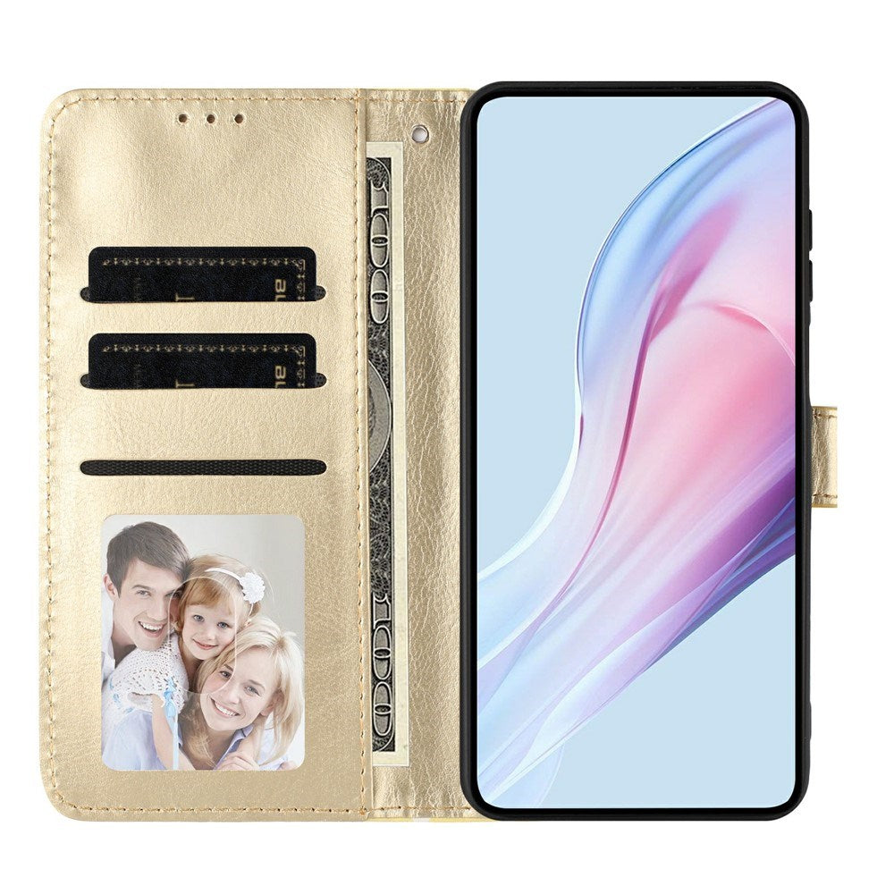 EIDERWOOD iPhone 17 Konstläder Flip Skal m. Polka Design - Gul