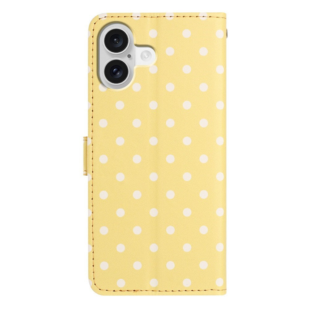 EIDERWOOD iPhone 17 Konstläder Flip Skal m. Polka Design - Gul