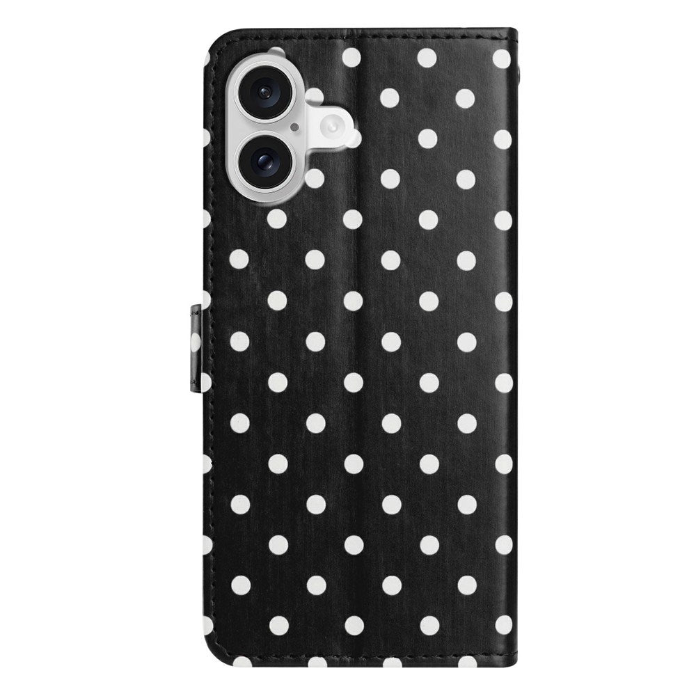EIDERWOOD iPhone 17 Konstläder Flip Skal m. Polka Design - Svart