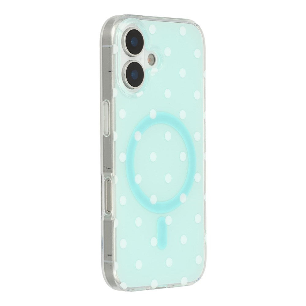 EIDERWOOD iPhone 17 Hybrid Skal med Polka Design - MagSafe Kompatibel - Genomskinlig / Turkos