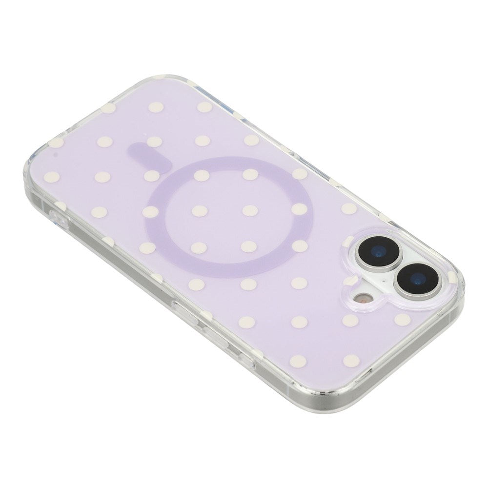 EIDERWOOD iPhone 17 Hybrid Skal med Polka Design - MagSafe Kompatibel - Genomskinlig / Lila