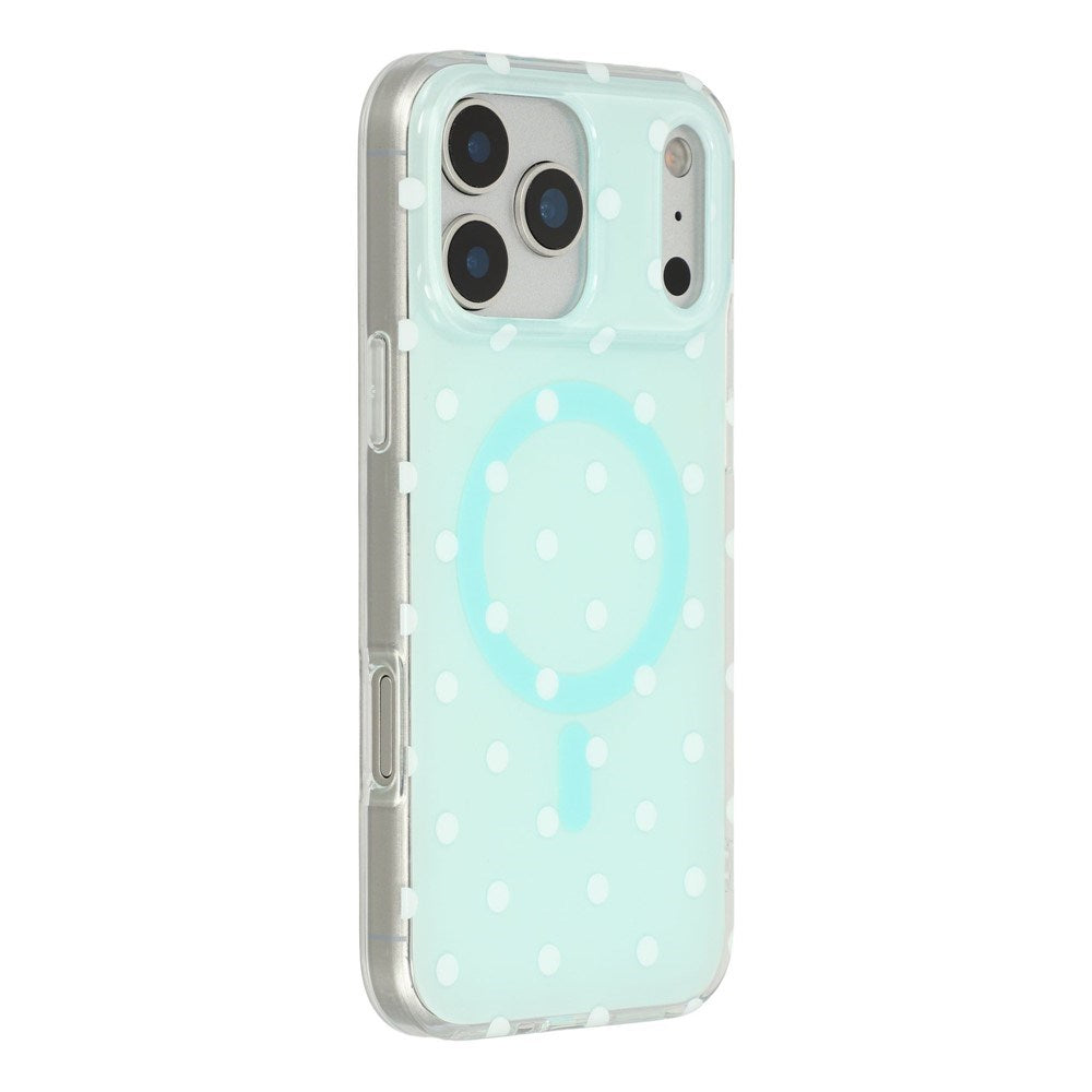 EIDERWOOD iPhone 17 Pro Hybrid Skal med Polka Design - MagSafe Kompatibel - Genomskinlig / Turkos
