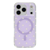 EIDERWOOD iPhone 17 Pro Hybrid Skal med Polka Design - MagSafe Kompatibel - Genomskinlig / Lila