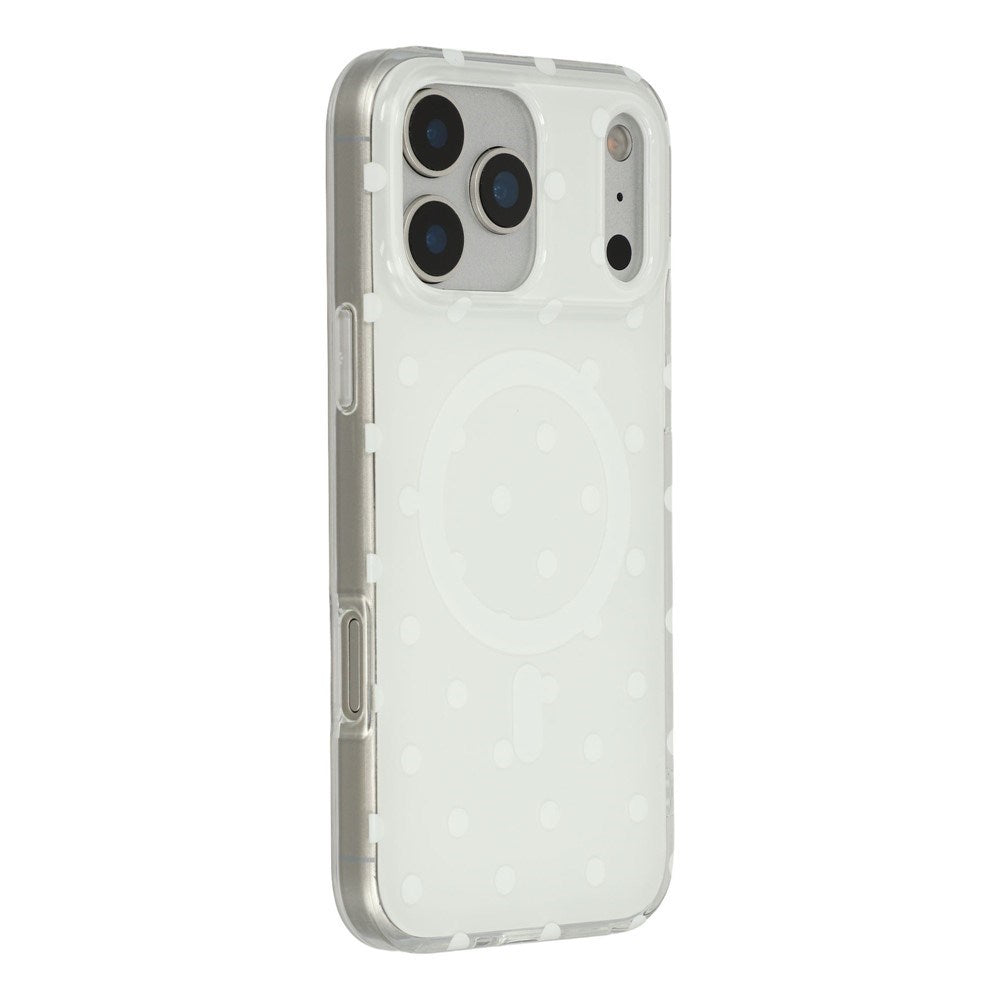 EIDERWOOD iPhone 17 Pro Max Hybrid Skal med Polka Design - MagSafe Kompatibel - Genomskinlig / Vit