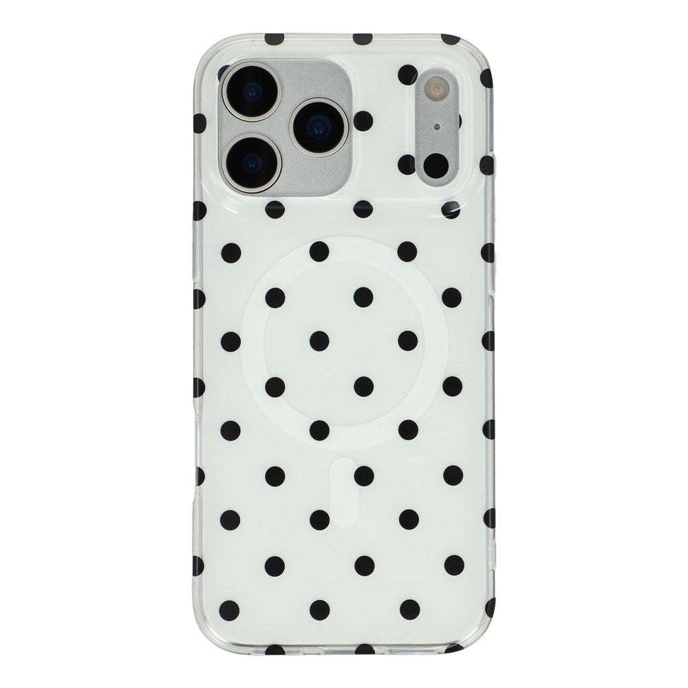 EIDERWOOD iPhone 17 Pro Max Hybrid Skal med Polka Design - MagSafe Kompatibel - Genomskinlig / Svart