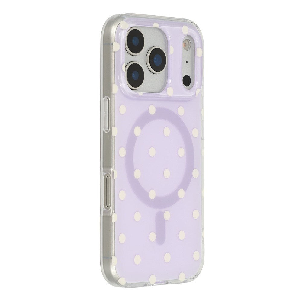 EIDERWOOD iPhone 17 Pro Max Hybrid Skal med Polka Design - MagSafe Kompatibel - Genomskinlig / Lila