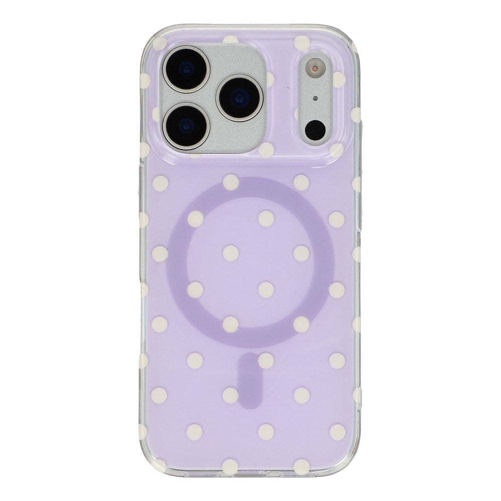 EIDERWOOD iPhone 17 Pro Max Hybrid Skal med Polka Design - MagSafe Kompatibel - Genomskinlig / Lila