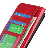 Motorola Moto G06 EIDERWOOD Konstläder Flip Fodral m. Kortficka - Röd