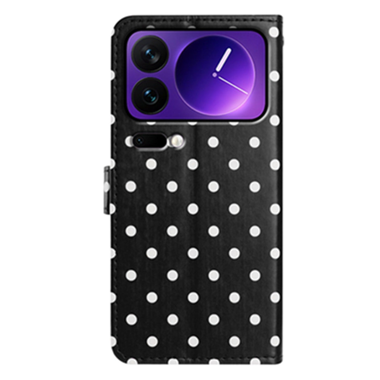 EIDERWOOD Xiaomi 17 Pro Konstläder Flip Skal m. Polka Design - Svart