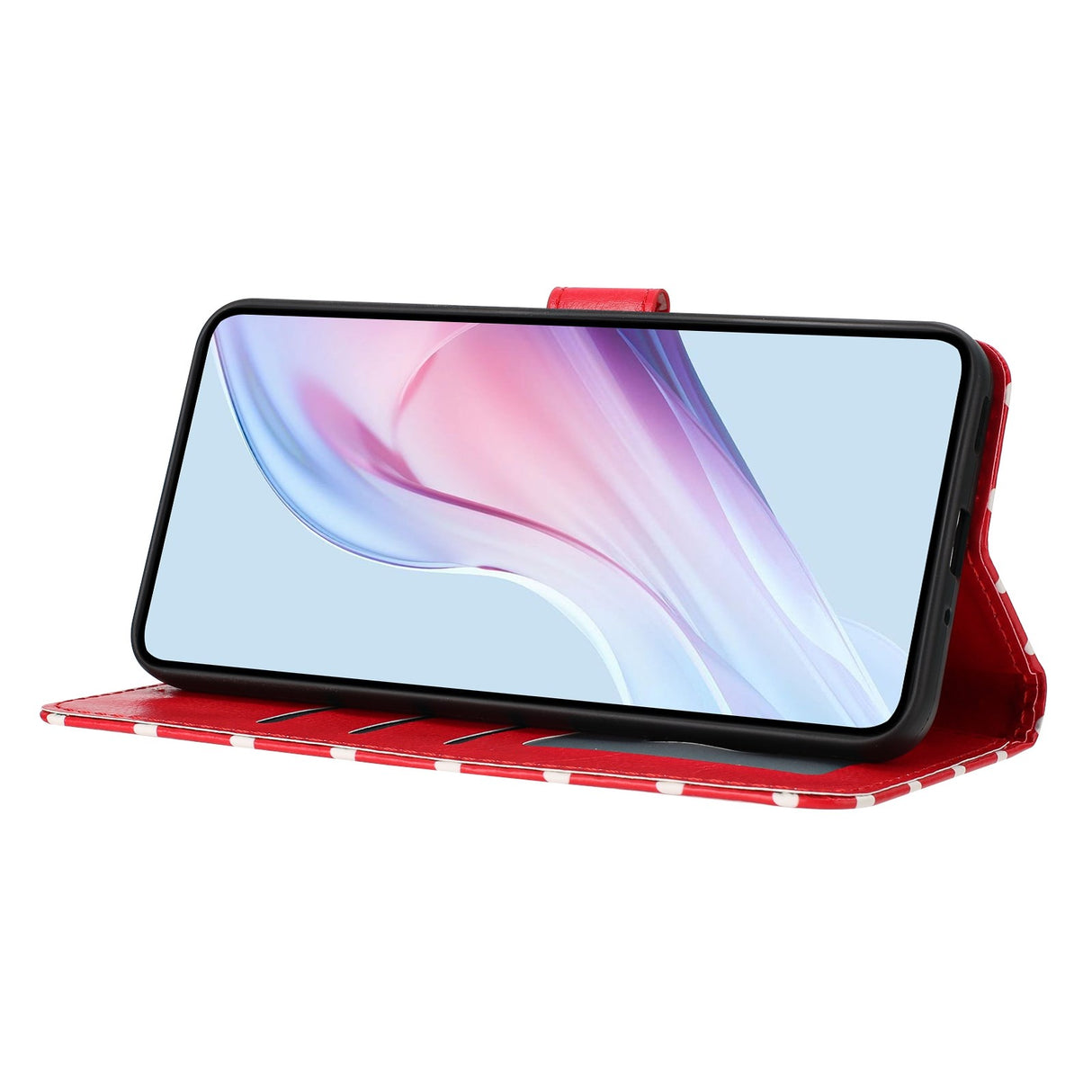 EIDERWOOD Xiaomi 17 Pro Konstläder Flip Skal m. Polka Design - Röd