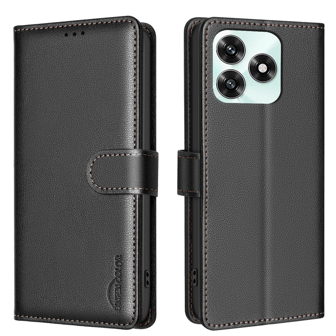 Honor X5c Plus BINFEN Konstläder Fodral med RFID Blockering - Svart