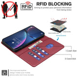 Honor X5c Plus BINFEN Konstläder Fodral med RFID Blockering - Rød