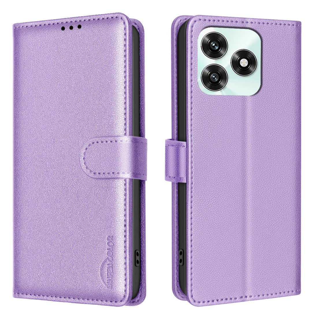 Honor X5c Plus BINFEN Konstläder Fodral med RFID Blockering - Lila