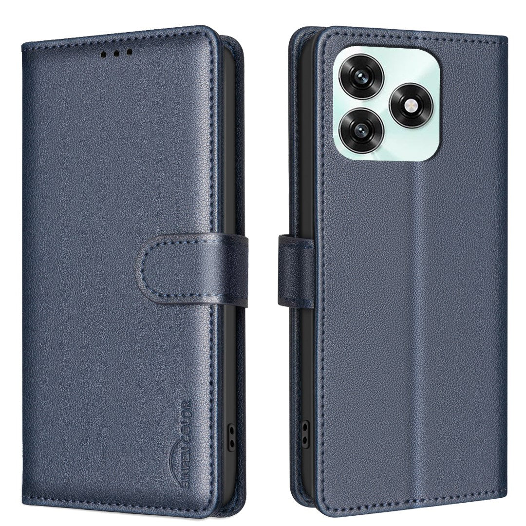 Honor X5c Plus BINFEN Konstläder Fodral med RFID Blockering - Blå