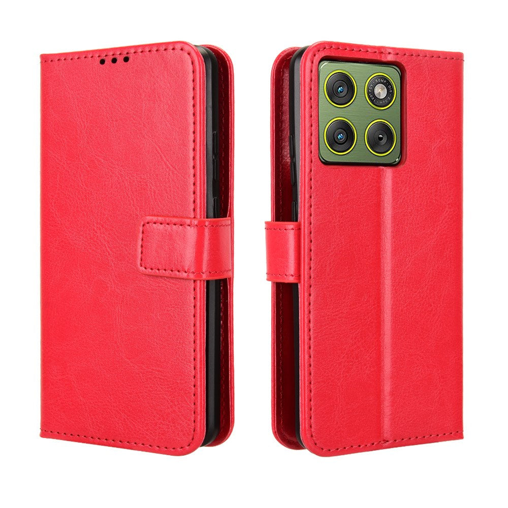 Motorola Edge 70 EIDERWOOD Konstläder Fodral med Rem & Korthållare - Rød