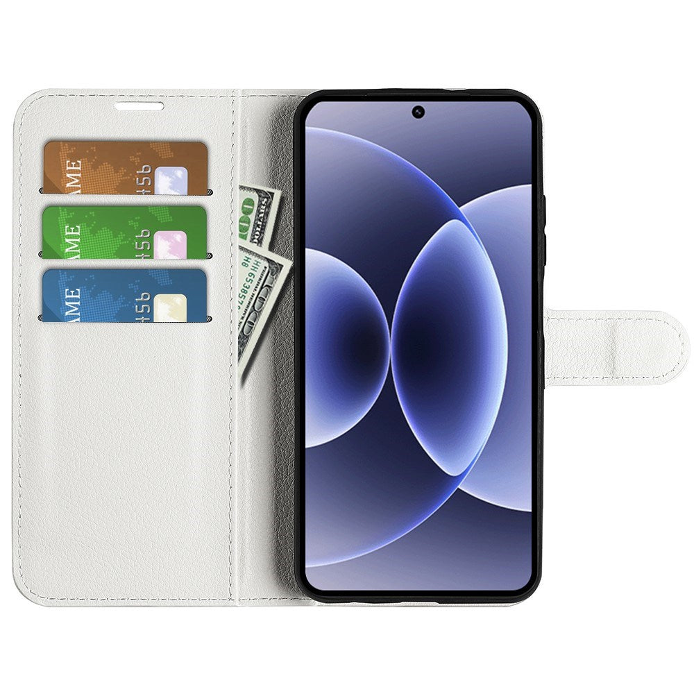 Xiaomi 17 EIDERWOOD Litchi Textur Konstläder Flip Fodral m. Kortficka - Vit