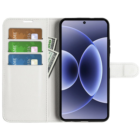 Xiaomi 17 EIDERWOOD Litchi Textur Konstläder Flip Fodral m. Kortficka - Vit