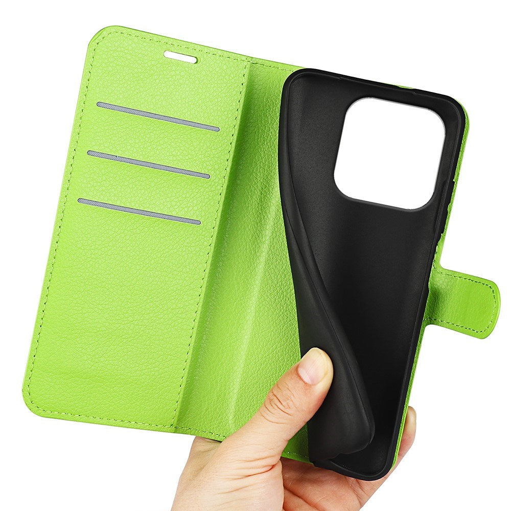 Xiaomi 17 EIDERWOOD Litchi Textur Konstläder Flip Fodral m. Kortficka - Grön