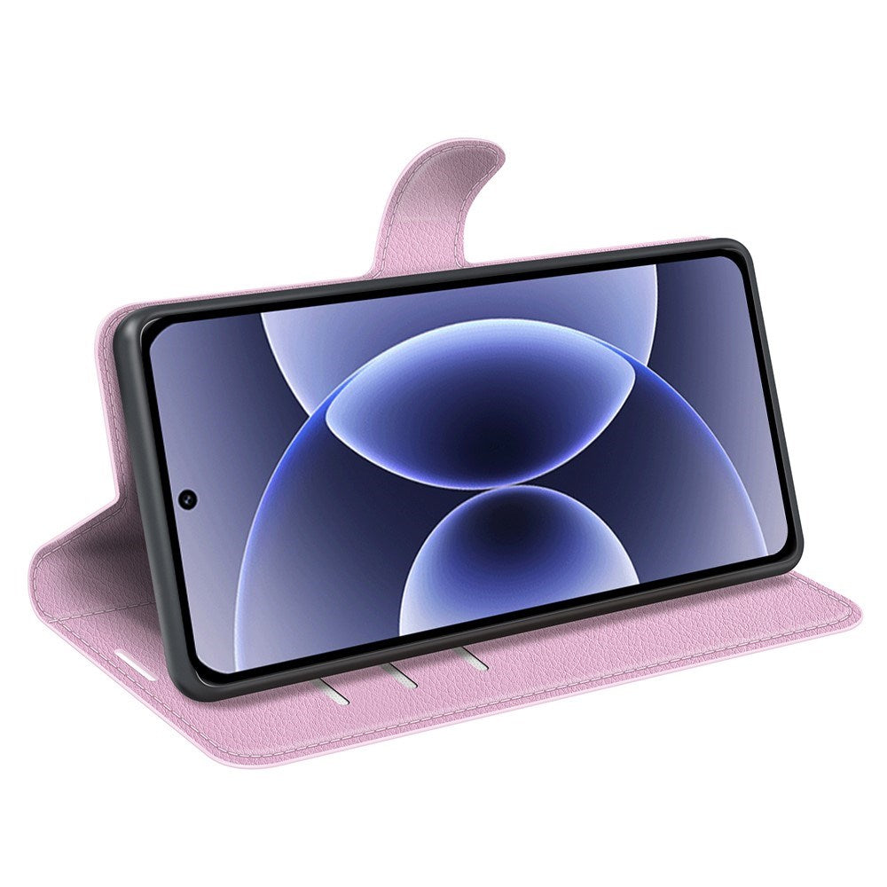 Xiaomi 17 EIDERWOOD Litchi Textur Konstläder Flip Fodral m. Kortficka - Rosa