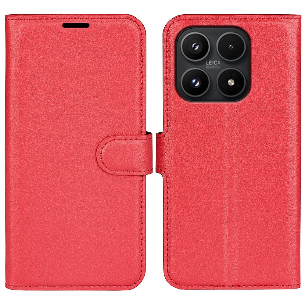 Xiaomi 17 EIDERWOOD Litchi Textur Konstläder Flip Fodral m. Kortficka - Röd