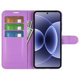 Xiaomi 17 EIDERWOOD Litchi Textur Konstläder Flip Fodral m. Kortficka - Lila