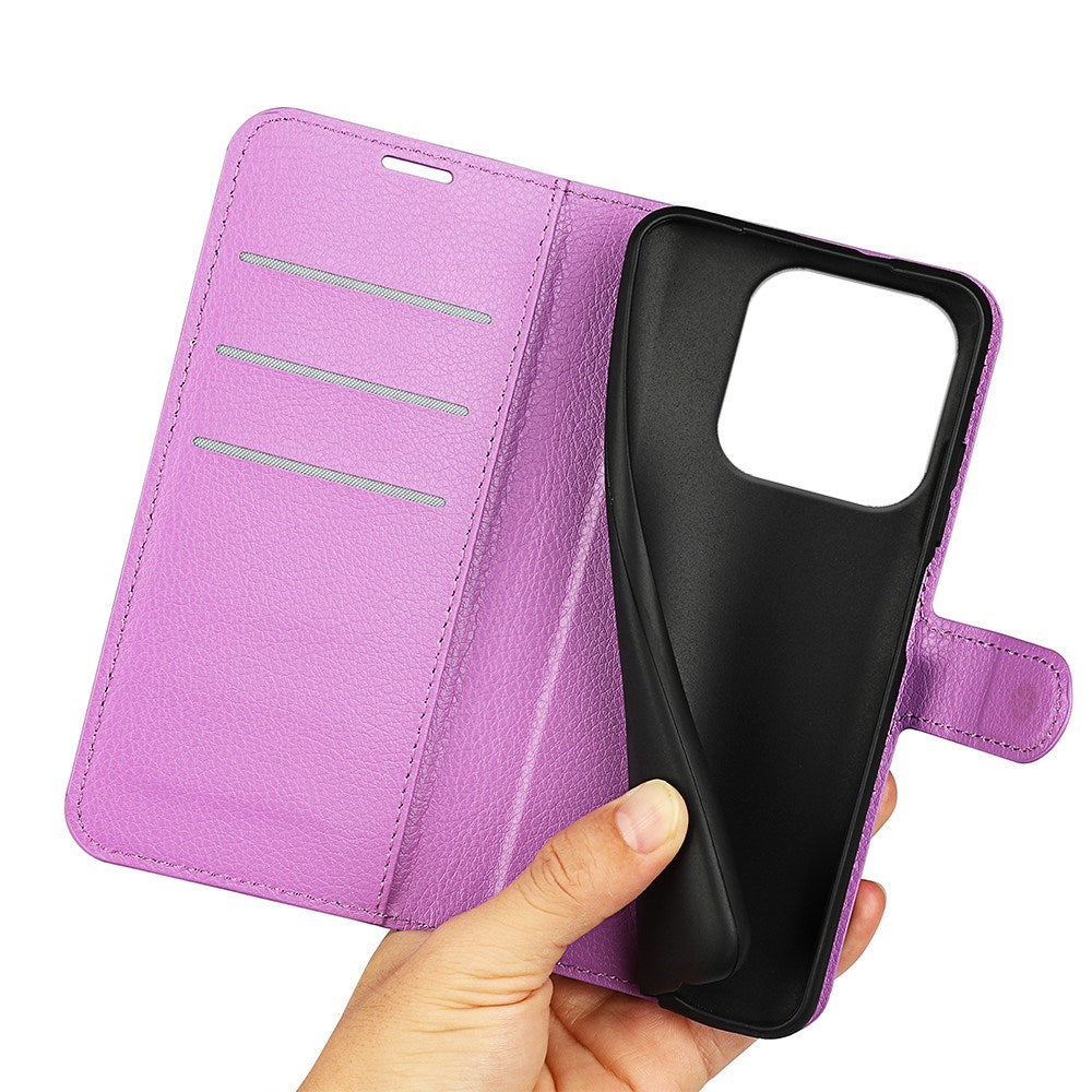 Xiaomi 17 EIDERWOOD Litchi Textur Konstläder Flip Fodral m. Kortficka - Lila