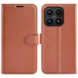 Xiaomi 17 EIDERWOOD Litchi Textur Konstläder Flip Fodral m. Kortficka - Brun