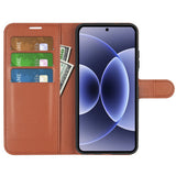 Xiaomi 17 EIDERWOOD Litchi Textur Konstläder Flip Fodral m. Kortficka - Brun