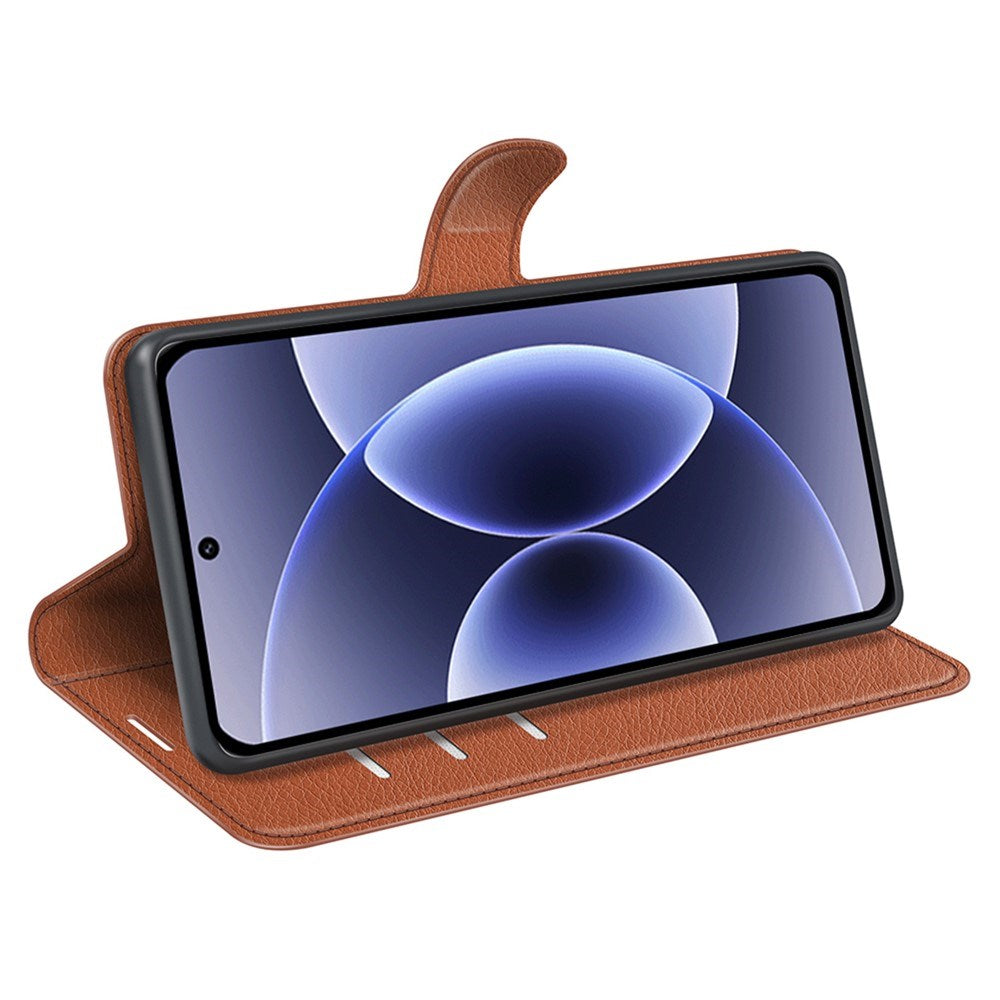 Xiaomi 17 EIDERWOOD Litchi Textur Konstläder Flip Fodral m. Kortficka - Brun