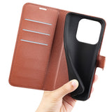 Xiaomi 17 EIDERWOOD Litchi Textur Konstläder Flip Fodral m. Kortficka - Brun