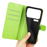 Xiaomi 17 Pro AMORUS Litchi Textur Konstläder Flip Fodral m. Kortficka - Grön